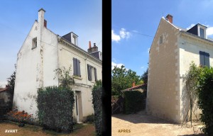 Enduit à la chaux et taille de pierre à Larçay (37)