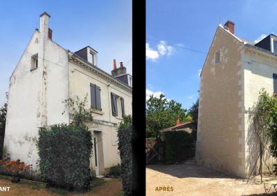 Enduit à la chaux et taille de pierre à Larçay (37)