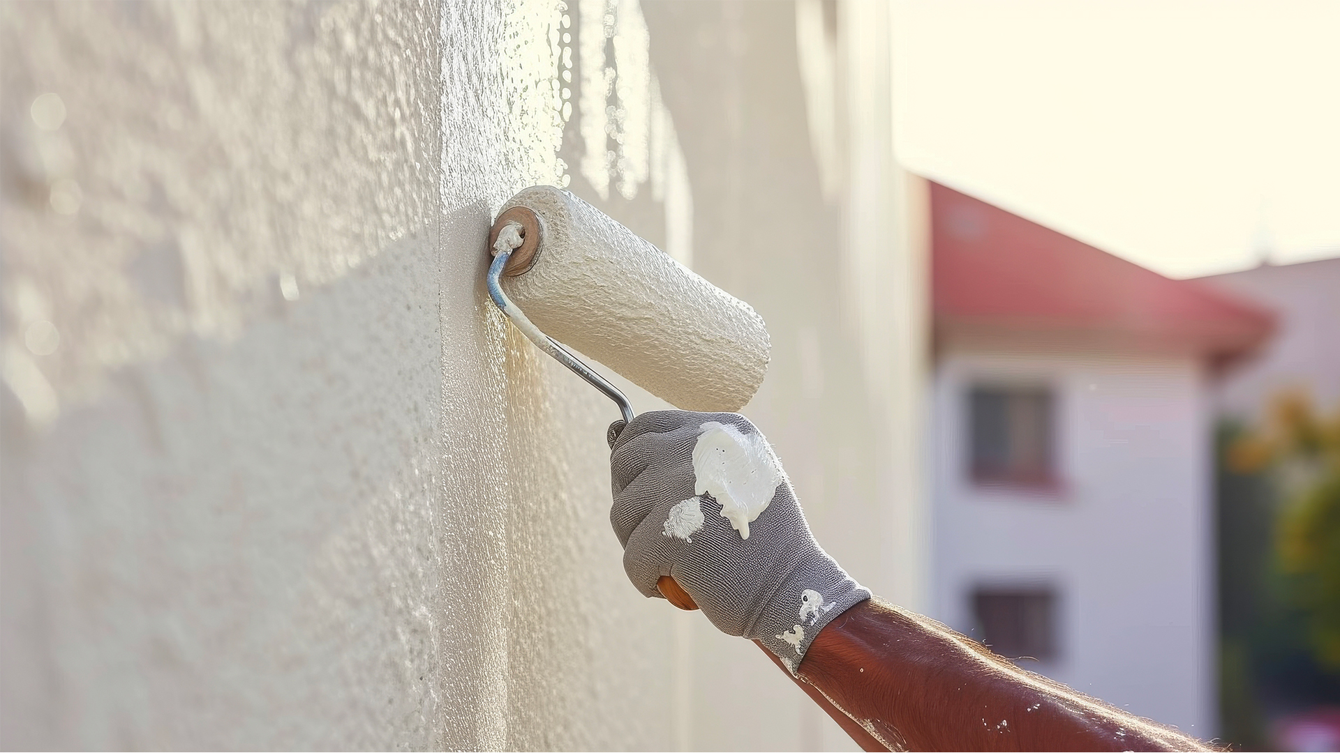 Application de peinture siloxane blanche sur la façade d’une maison à Saumur
