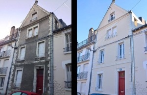 Taille de pierre, enduit à la chaux - rue San-Francisco à Tours 37